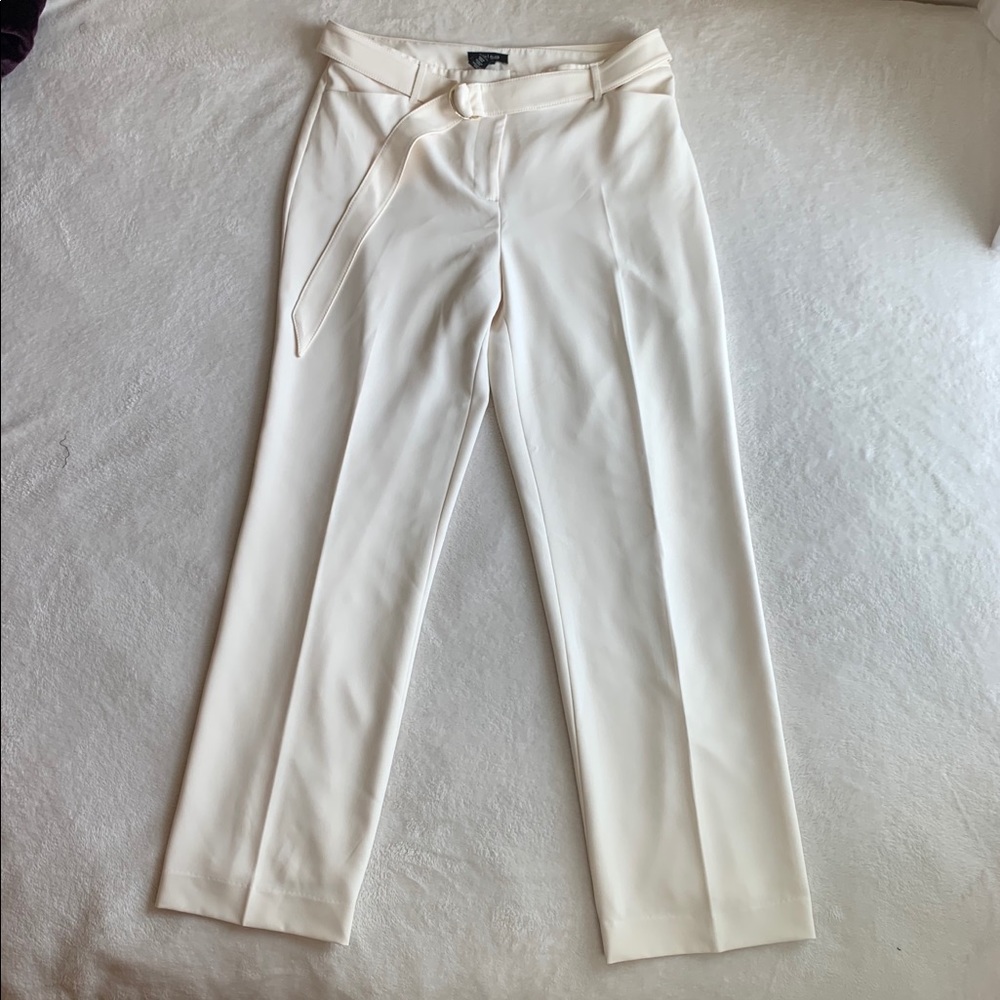 WHBM Lined Winter White Slacks with removable belt